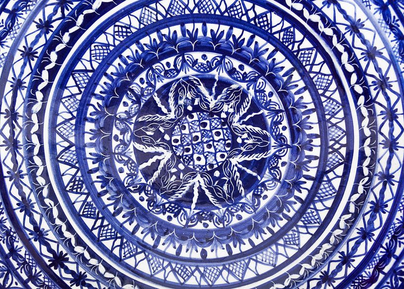 Blue and White Ceramic Portuguese Plate by Western Exposure
