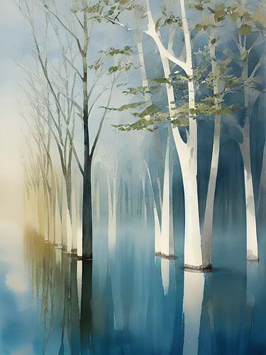 Digitaal schilderij van een landschap