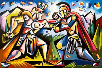 Abstract gladiator fight artwork by Art & Soul Creations