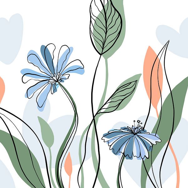 Bouquet de fleurs moderne - illustration minimaliste par Studio Hinte