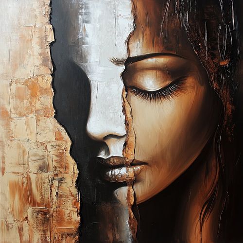 Abstracte vrouw gezicht bruin