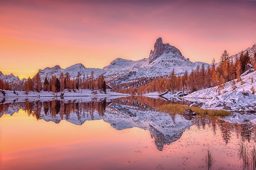 Autumn sunrise at Lago di Federa by Judith Kuhn