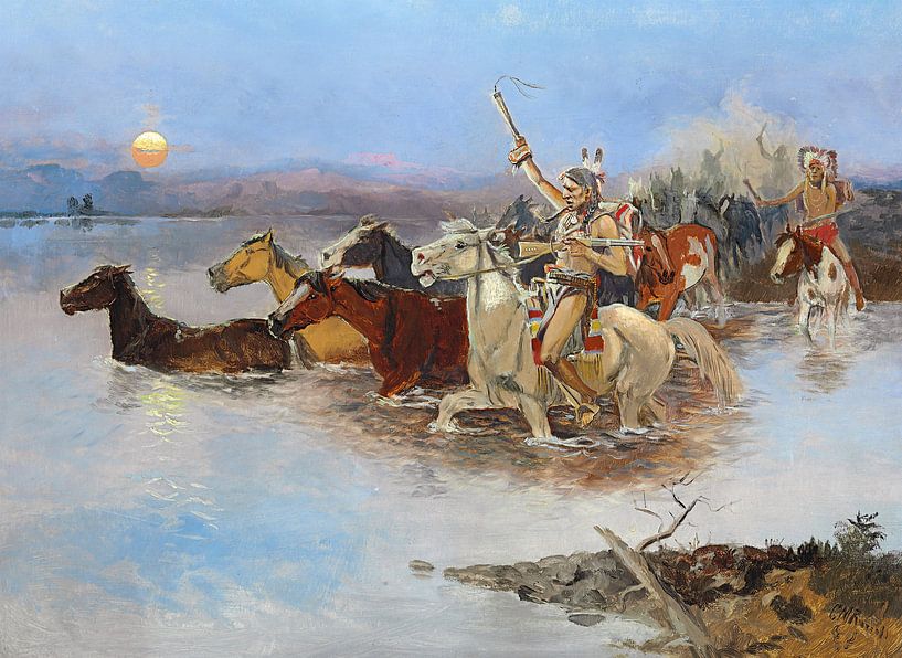 Charles Marion Russell,Crossing the River by finemasterpiece