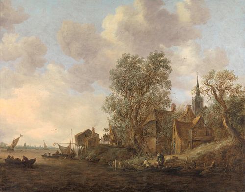 Gezicht op een stad aan een rivier, Jan van Goyen