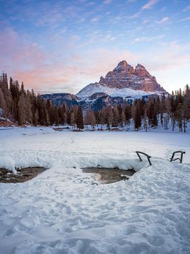 Lago Antorno und 3 Zinnen bei Sonnenaufgang von t.ART