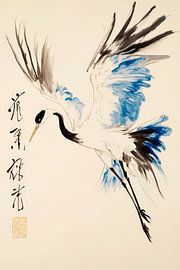 Black and white stork illustration by Poster Art Shop