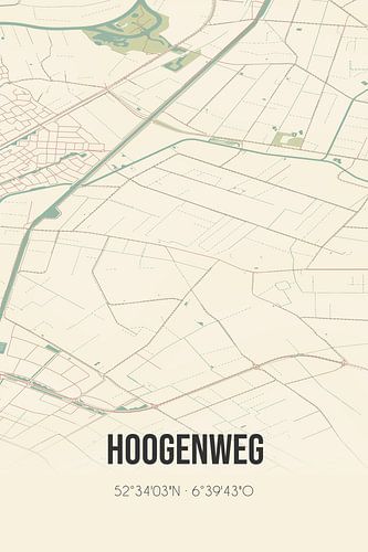 Vintage landkaart van Hoogenweg (Overijssel)
