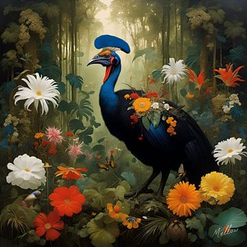 Jungle Flora Surrealisme: Helmkasuaris van Mellow Art