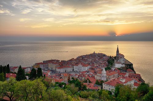 Zonsondergang boven Piran - Mooi Slovenië