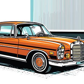 Retro Classic Convertible Side Pop Art Portrait by Ramy Salah Hefny