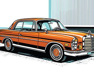 Retro Classic Convertible Side Pop Art Portrait by Ramy Salah Hefny