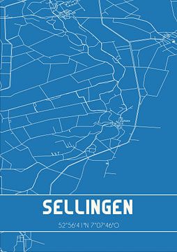 Blaupause | Karte | Sellingen (Groningen) von Rezona