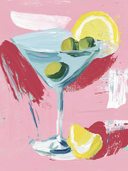 Martini mit Oliven und Zitrone – Malerisches Cocktailbild