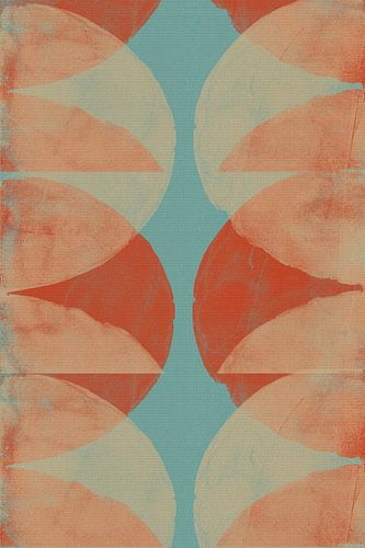 Kleurrijke moderne abstracte vormen en lijnen in lichtblauw, wit en oranje