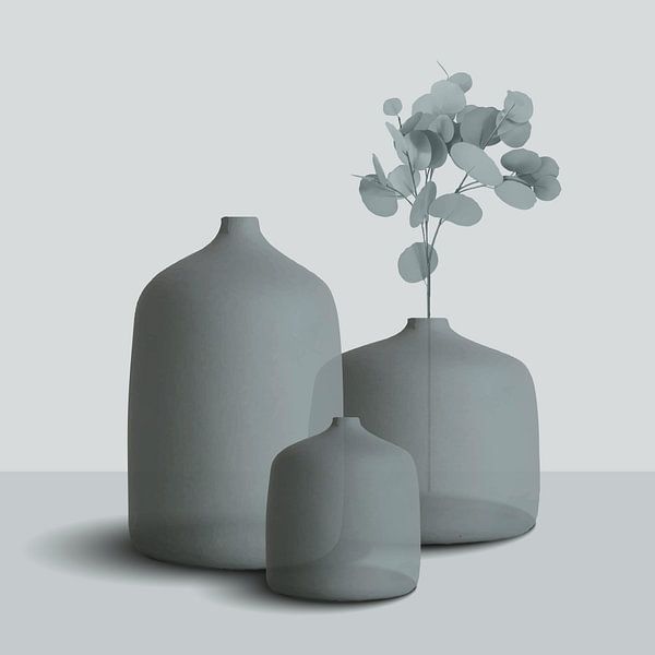 Transparent pots in shades of grey by Color Square