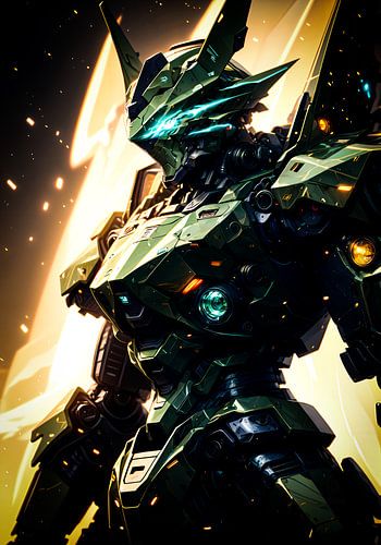 Green Robot Sci Fi Anime Style