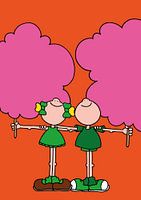 Boy and girl with cotton candy - art for children