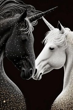 black white unicorns by haroulita