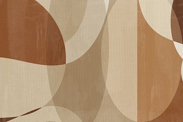 Abstracte minimalistische vormen in beige en bruin van Abstract Minimalist Art