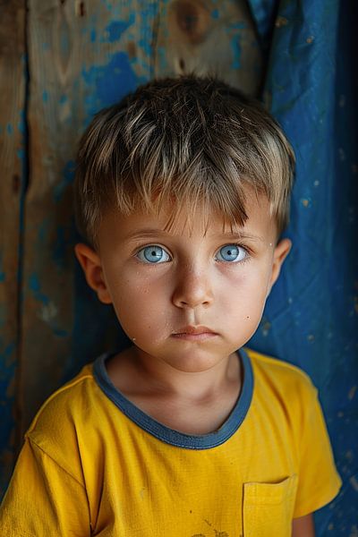 portrait with colours of the Ukrainian flag by Egon Zitter