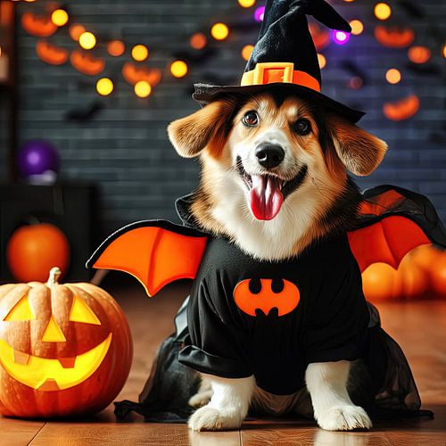 Cute dog in a Halloween costume