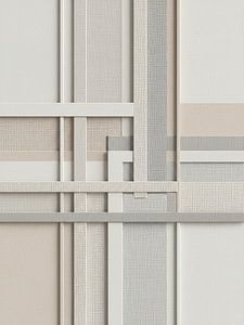 Japandi Art: Abstraktes Linienspiel mit Leinenstrukturen und neutralen Farbtönen