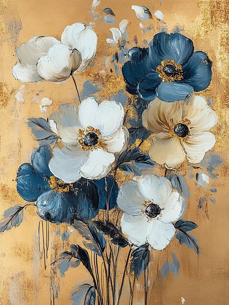 Flowers Gold by Wonderful Art