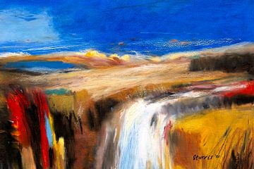 Abstrakte Landschaft - Ölpastell auf Papier