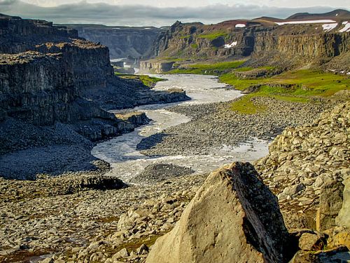 Gap at the waterfall Dettifoss in Iceland