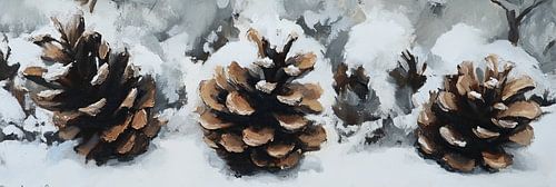 Sneeuw op Dennenappels