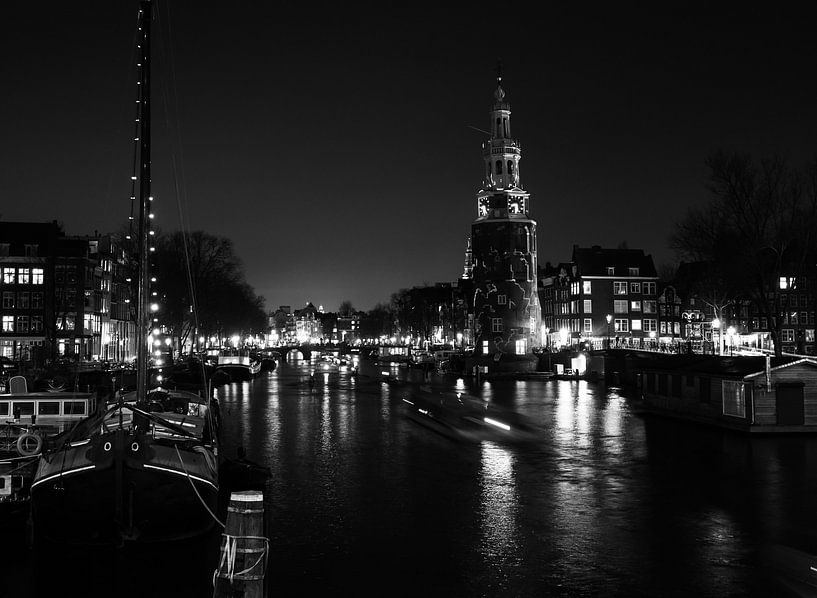 Kanal von Amsterdam bei Nacht von Charlotte Dirkse