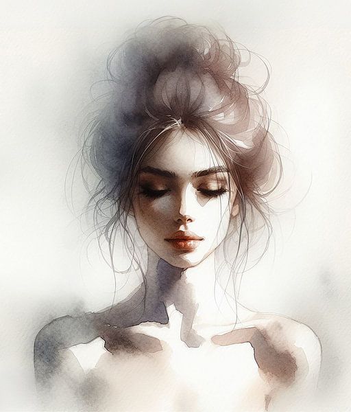 Abstract watercolour portrait... by Ans Bastiaanssen
