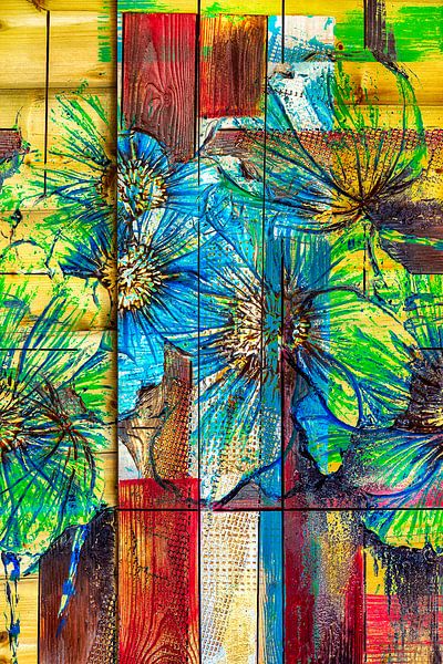 Dynamische Bloemenpracht in Abstractie van Hans Kwaspen