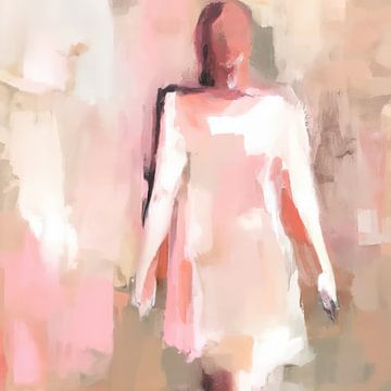 Vrouwenportret abstract in roze van Carla Van Iersel