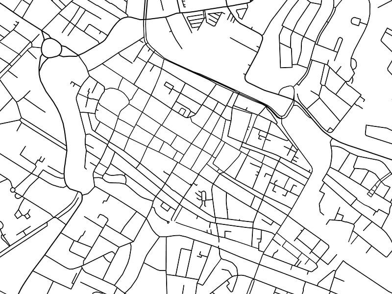 Karte von Alkmaar Centrum in Schwarz ud Weiss von De Kaartenwinkel