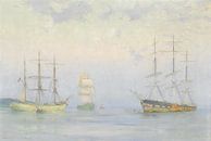 Schifffahrt vor Anker, Carrick Roads, Henry Scott Tuke von Meisterhafte Meister Miniaturansicht