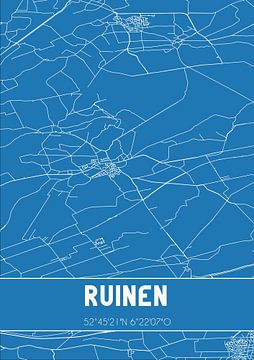 Blauwdruk | Landkaart | Ruinen (Drenthe) van Rezona