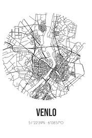 Venlo (Limburg) | Map | Black and white by Prints of Place