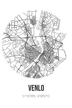 Venlo (Limburg) | Landkaart | Zwart-wit van Rezona