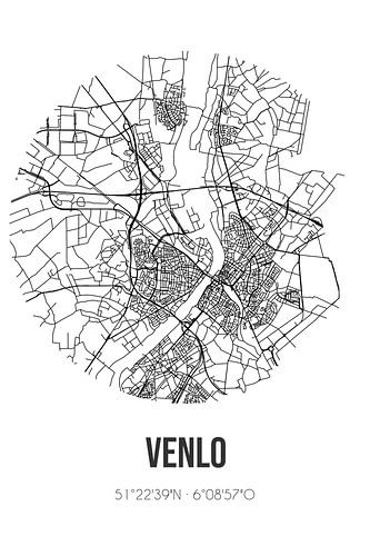 Venlo (Limburg) | Map | Black and white by Prints of Place