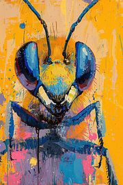 Peinture abstraite abeille et fleur