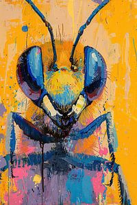 Peinture abstraite abeille et fleur