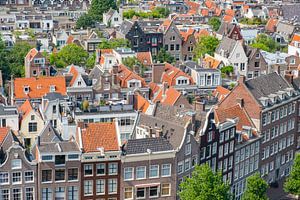 Panoramablick über den Frühling Amsterdam vom Westerkerk-Turm aus. von Sjoerd van der Wal Fotografie