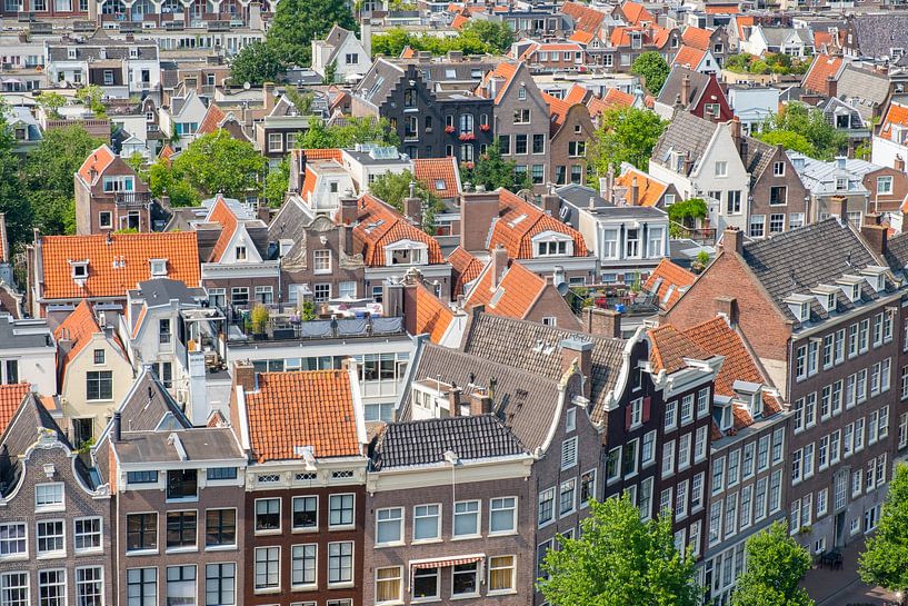 Panoramisch uitzicht over Amsterdam vanaf de Westerkerk toren van Sjoerd van der Wal Fotografie