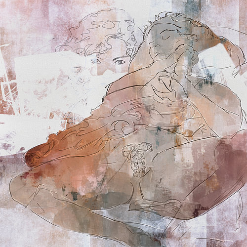 Secretly dreaming of you - Gustav Klimt, Urban Collage | studie: Die Jungfrau - tekening en mixed media
