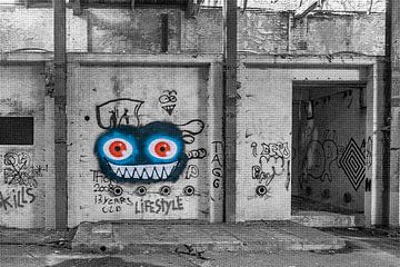 Monster aan de muur, graffiti van Mariska Knol