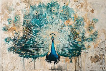 Abstracte pauw met kleurrijke verenpracht van Art & Soul Creations