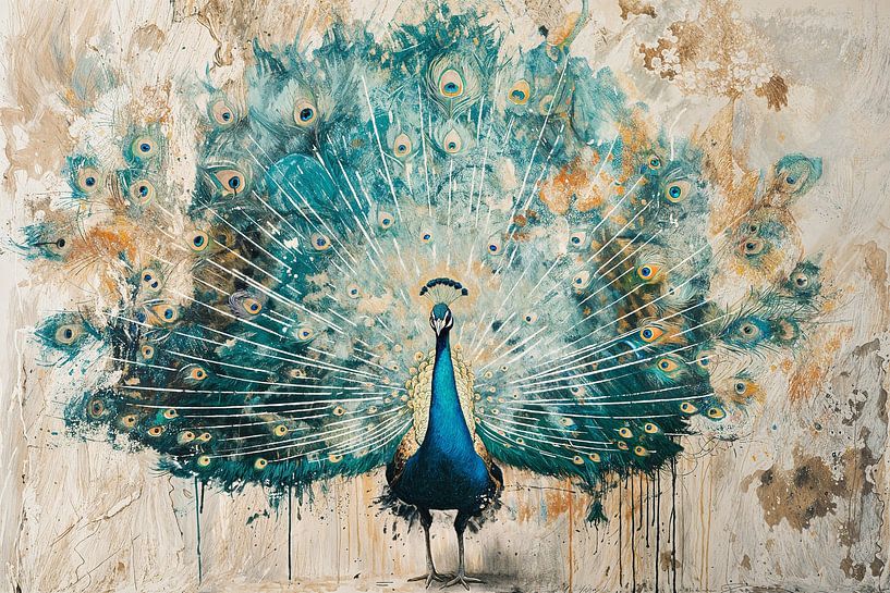 Abstrakter Pfau mit bunten Federn von Art & Soul Creations
