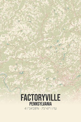 Alte Karte von Factoryville (Pennsylvania), USA.