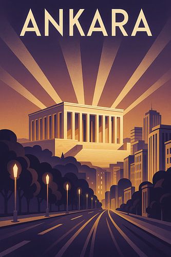 Ankara Art Deco Poster – Anıtkabir Monument Elegance